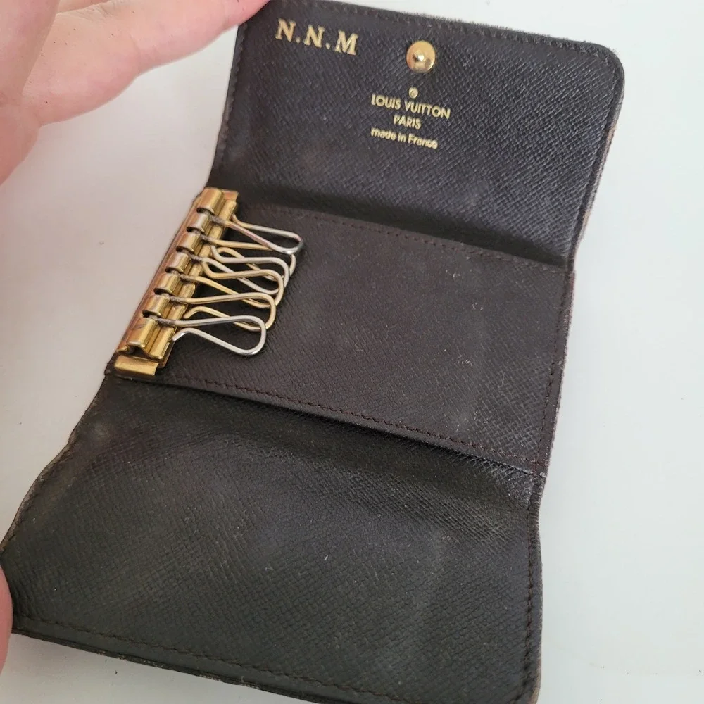 Louis Vuitton Monogram Mini Lin 6 Key Holder Brown Canvas Wallet M62991